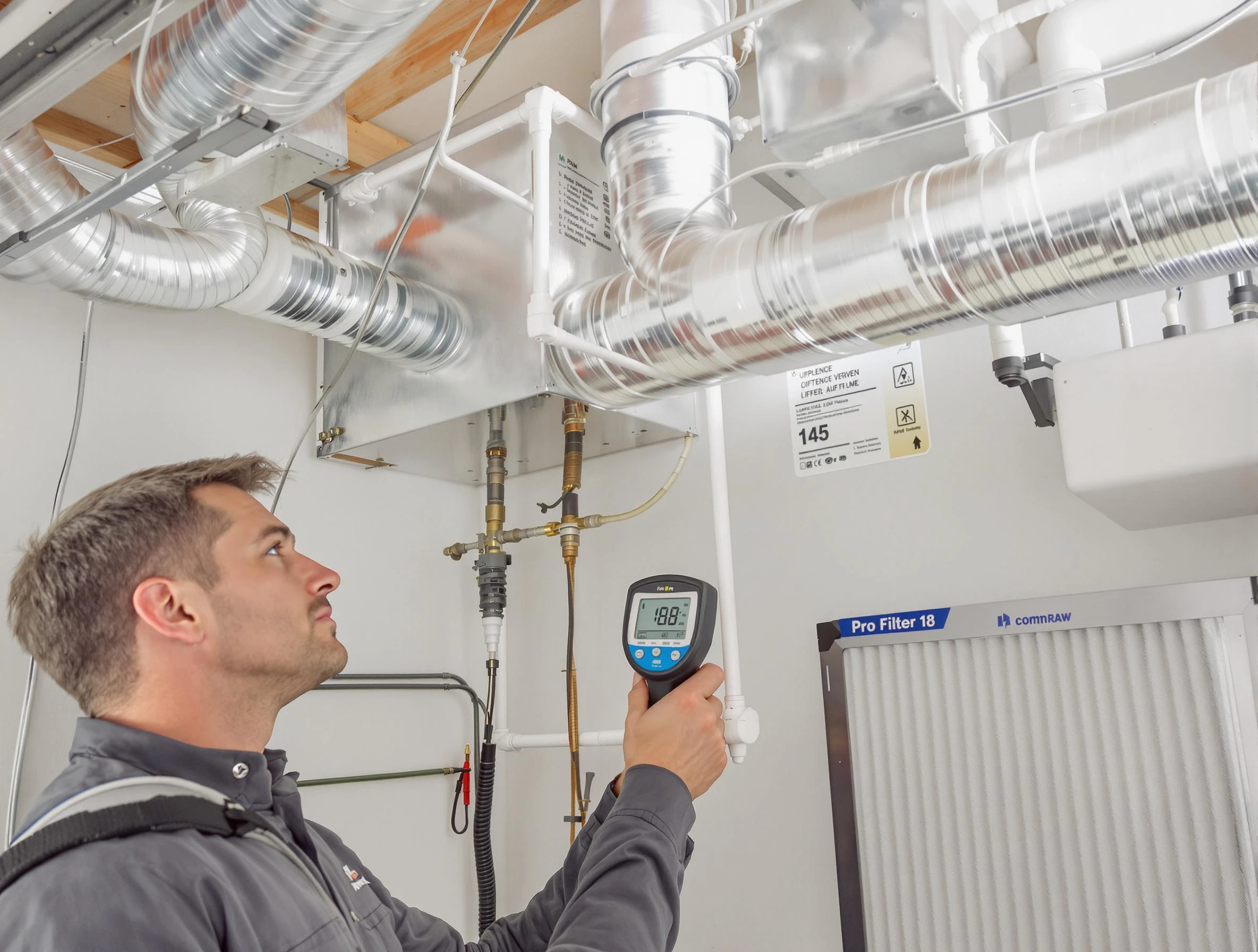 Rockwood Air Duct Cleaning expert conducting detailed filter system inspection using diagnostic tools in Rockwood